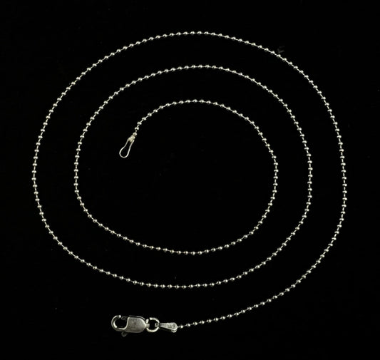 18” 14K Semi-Solid White Gold Ball Chain | 2.61g | 1.2MM | Italy | Lobster |