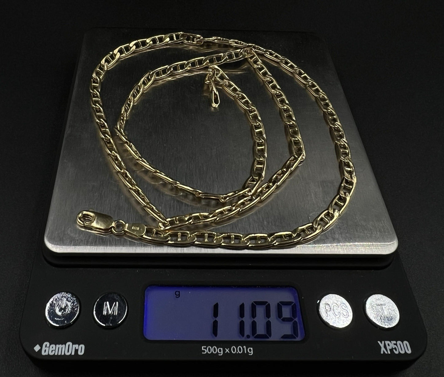 24” 10K Hollow Yellow Gold Diamond Cut Gucci Mariner Chain 11.07g | 4.3MM Italy