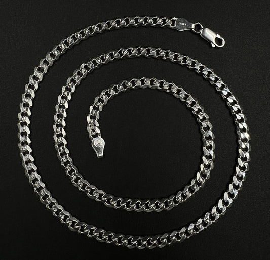 20” 925 Solid Sterling Silver Diamond cut Miami Cuban Chain 25.03g | 4.8MM Italy