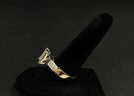 14K Semi-Solid Yellow Gold Natural Diamond Ring/Engagement Ring | Size 8 | 3.86g