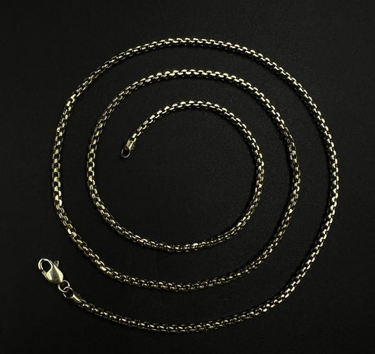 24” 10K Semi-Solid Yellow Gold Rounded Box Chain | 6.69g | 2.4MM | Lobster |