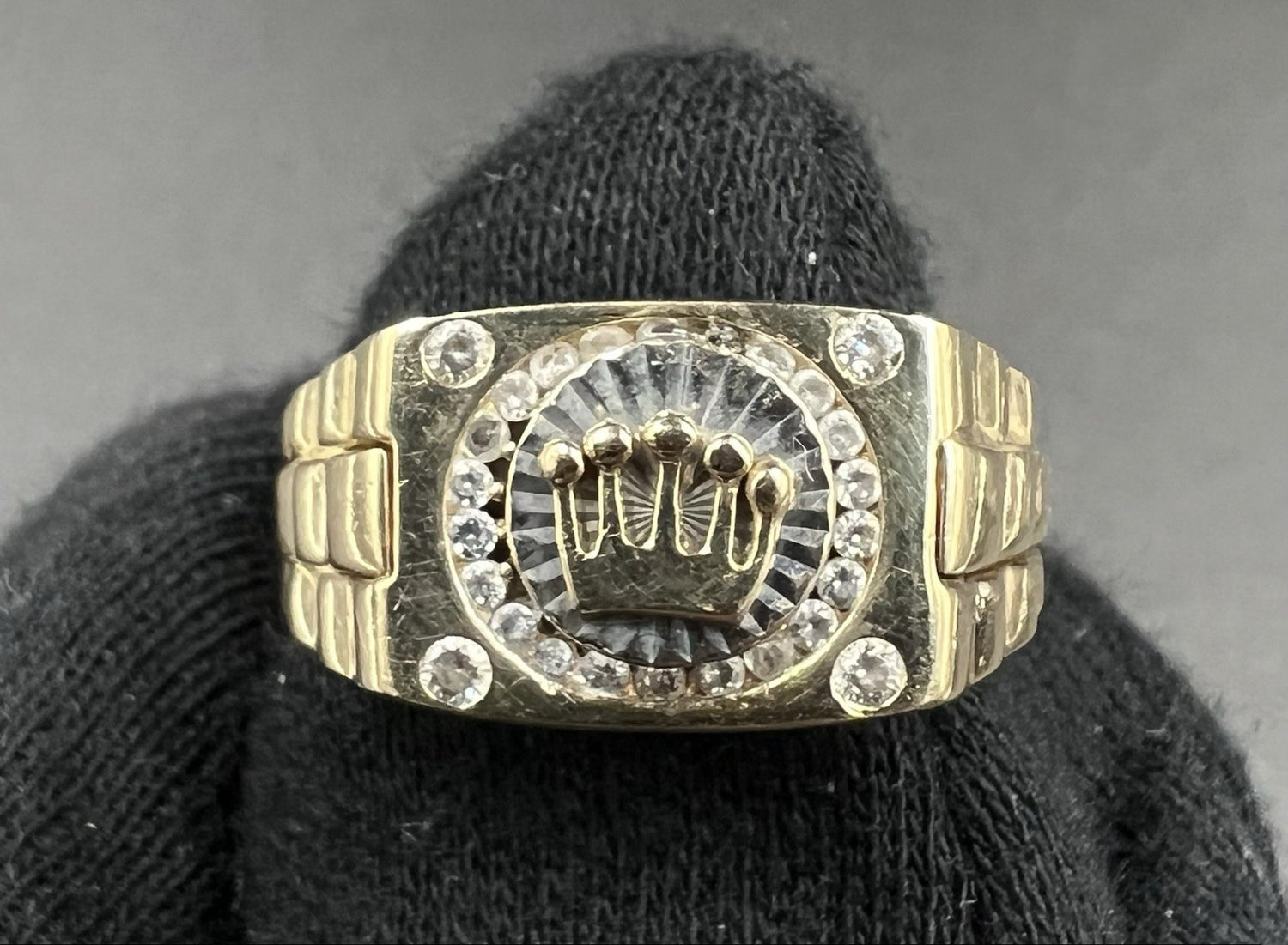 14K Yellow Gold Natural Diamond Pave Style Size 10 Crown Ring .6ct | 8.2g | 5MM