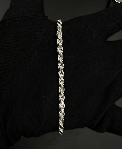 9” 925 Solid Sterling Silver Diamond Cut Rope Bracelet | 17.15g | 4.8mm | Italy