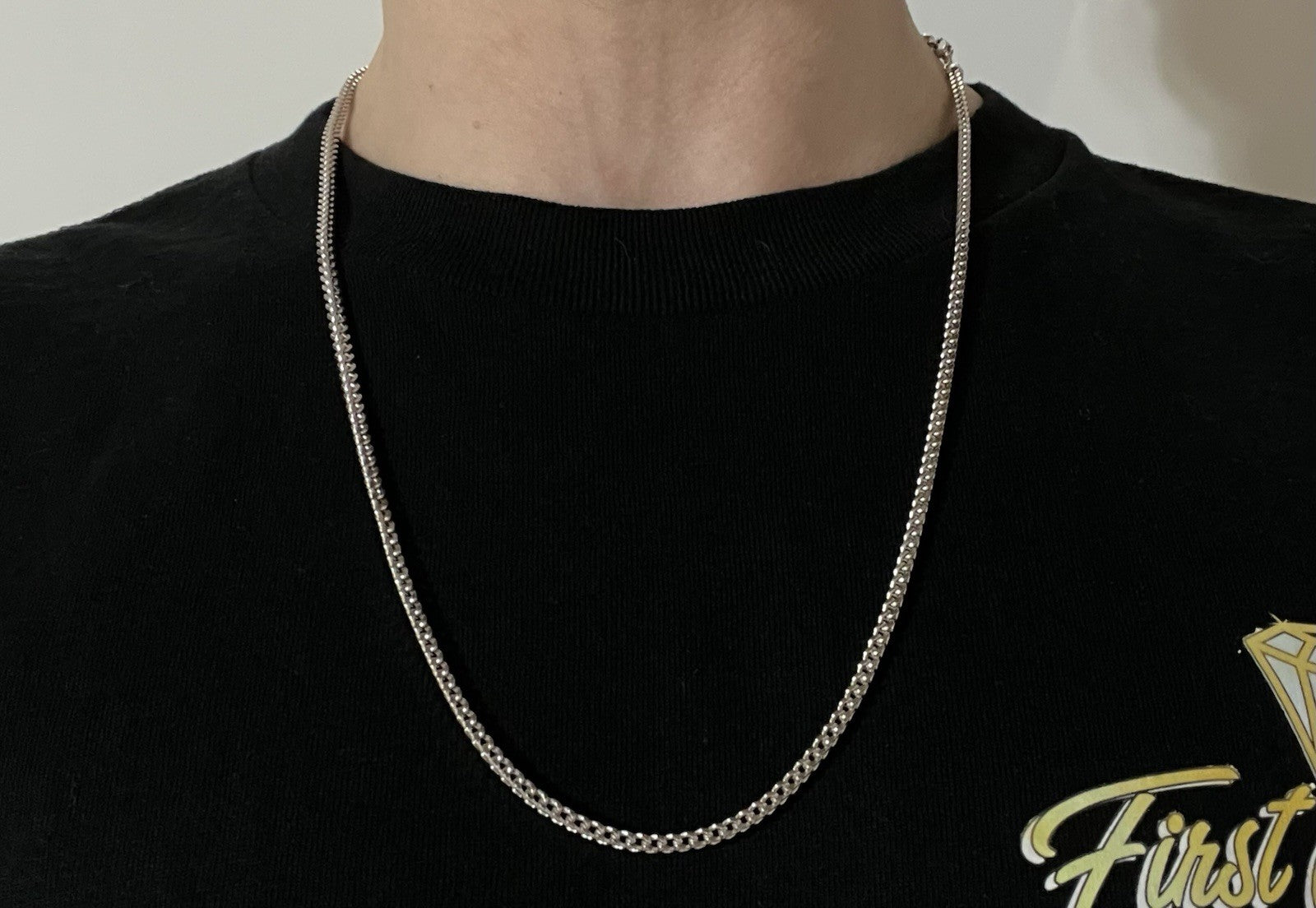 25” 10K Hollow White Gold Diamond Cut Franco Box Chain | 11.14g | 2.6MM | ALI |