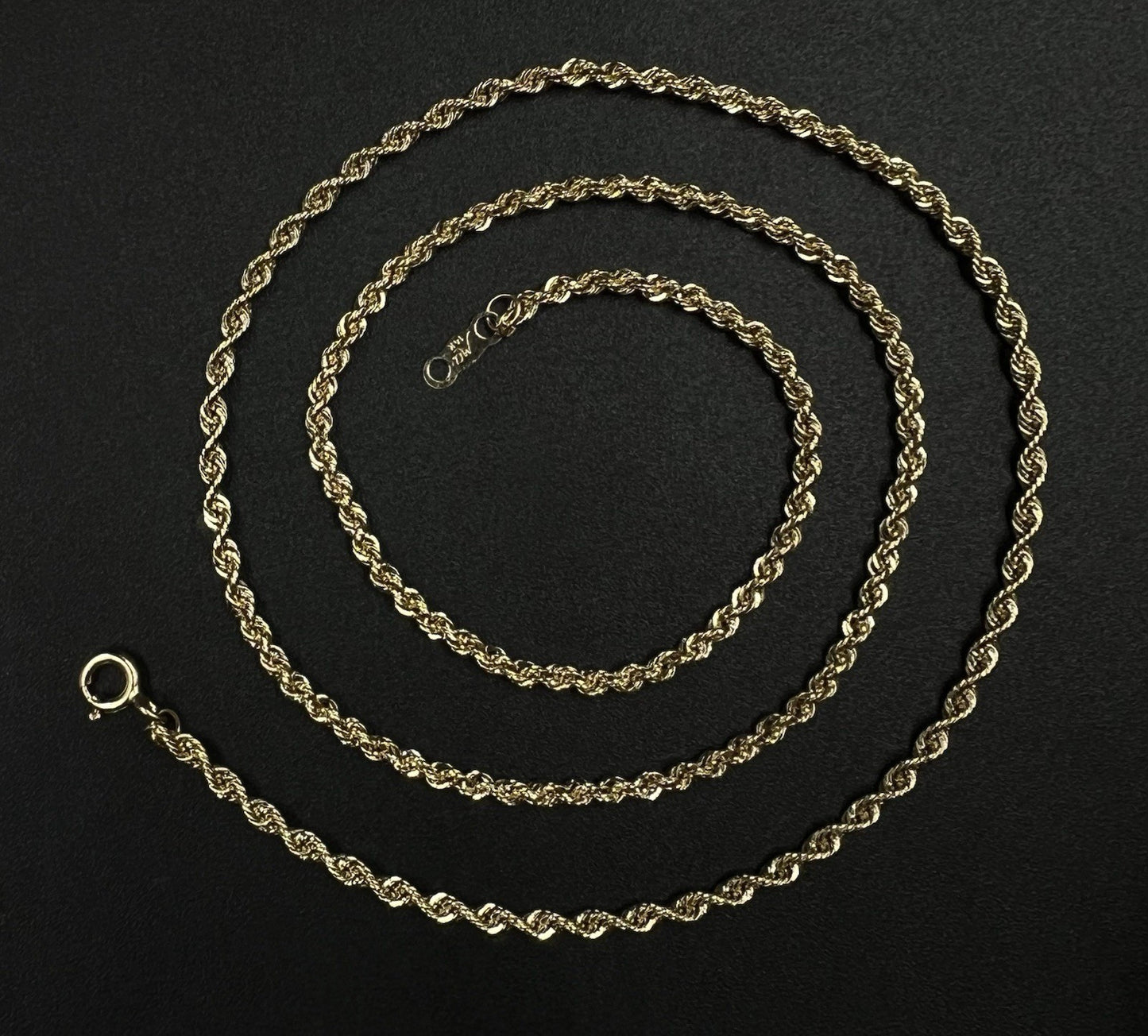 18.25” 14K Hollow Yellow Gold Rope Chain | 2.15g | 2.2MM | Lobster Clasp |