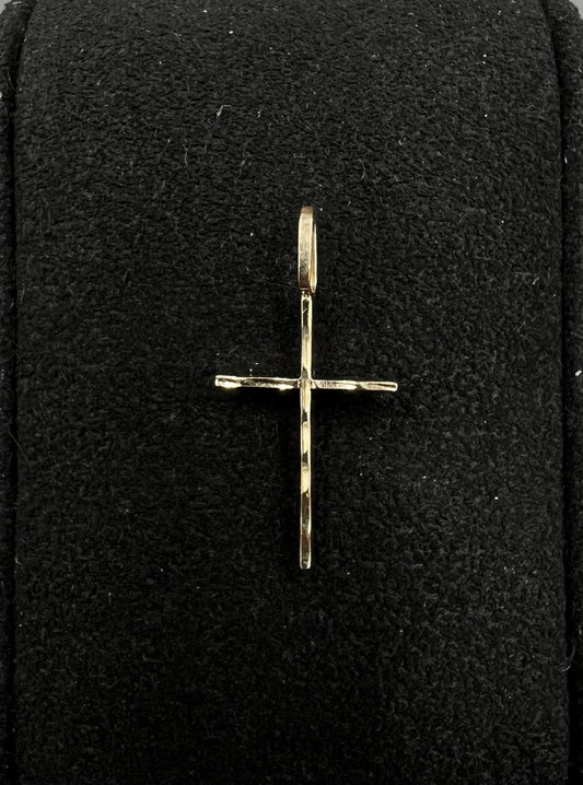 .45” x .9” 10K Solid Yellow Gold Diamond Cut Cross Pendant | .47g | 3MM | MADO |