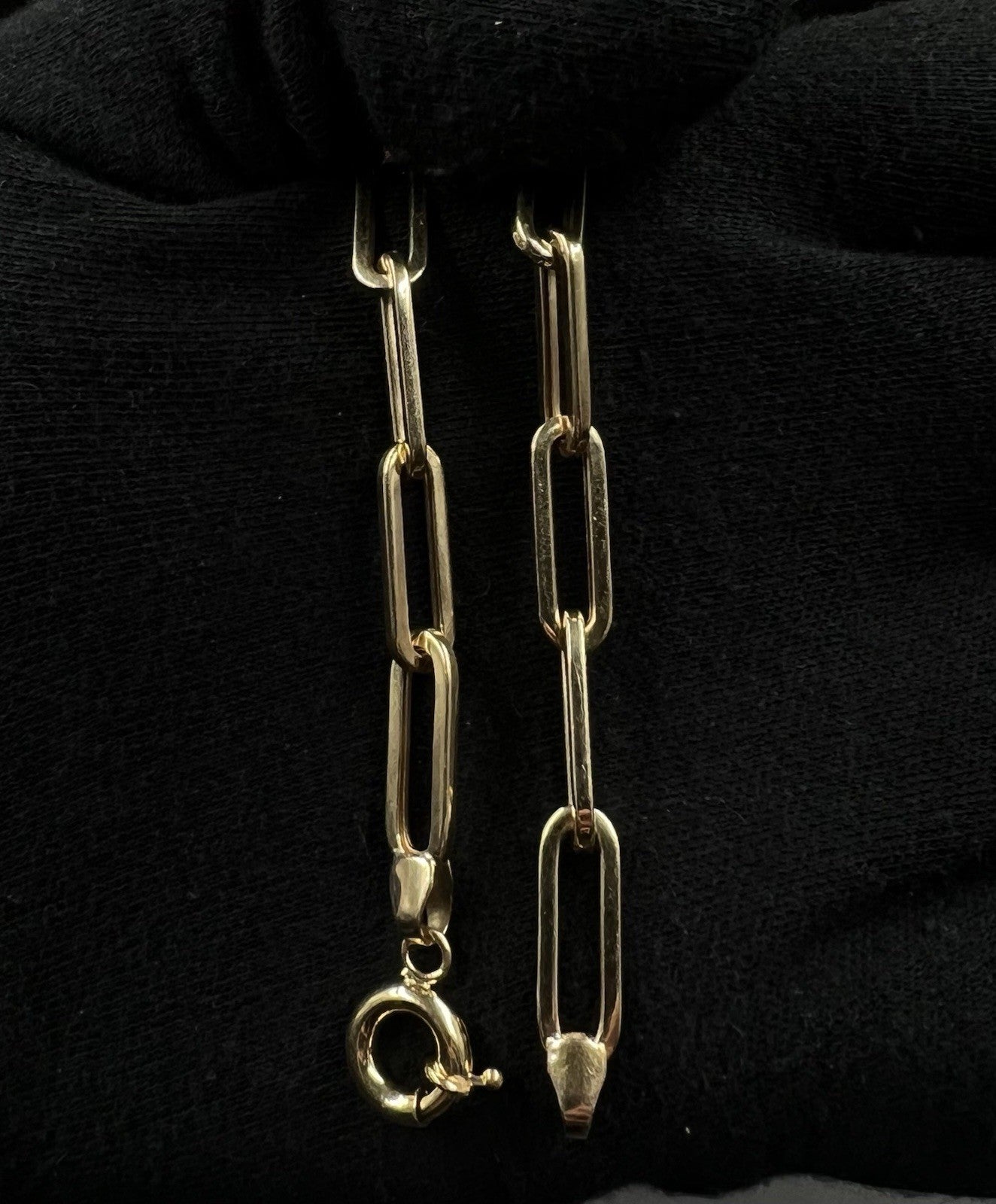 7.75” 14K Hollow Yellow Gold Paper Clip Bracelet | 5.42g | 5.8mm | Lobster Clasp