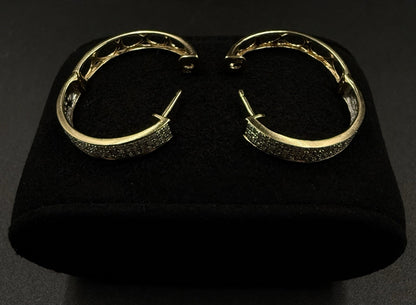 0.92” 10k Solid Yellow Gold Natural Diamond Hoop Earrings 4g | 4.4mm i-Clarity