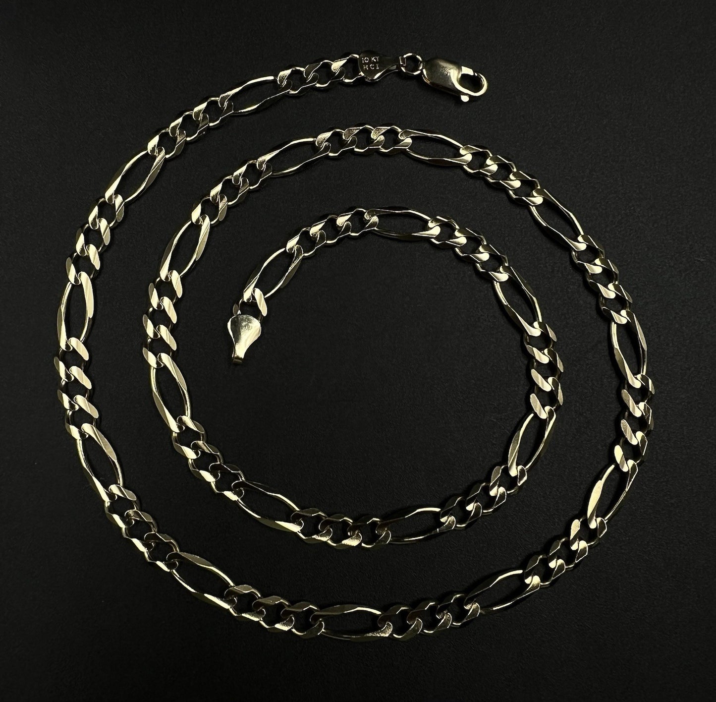 22.25” 10K Solid Yellow Gold Diamond Cut Figaro Chain | 21.81g | 6mm | Lobster |