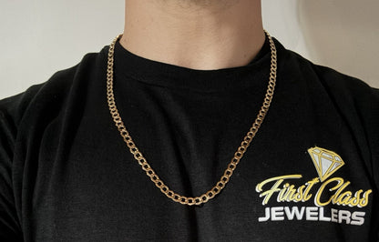26” 10k Hollow Yellow Gold Diamond Cut Cuban Chain || 12.31g || 6.7mm ||