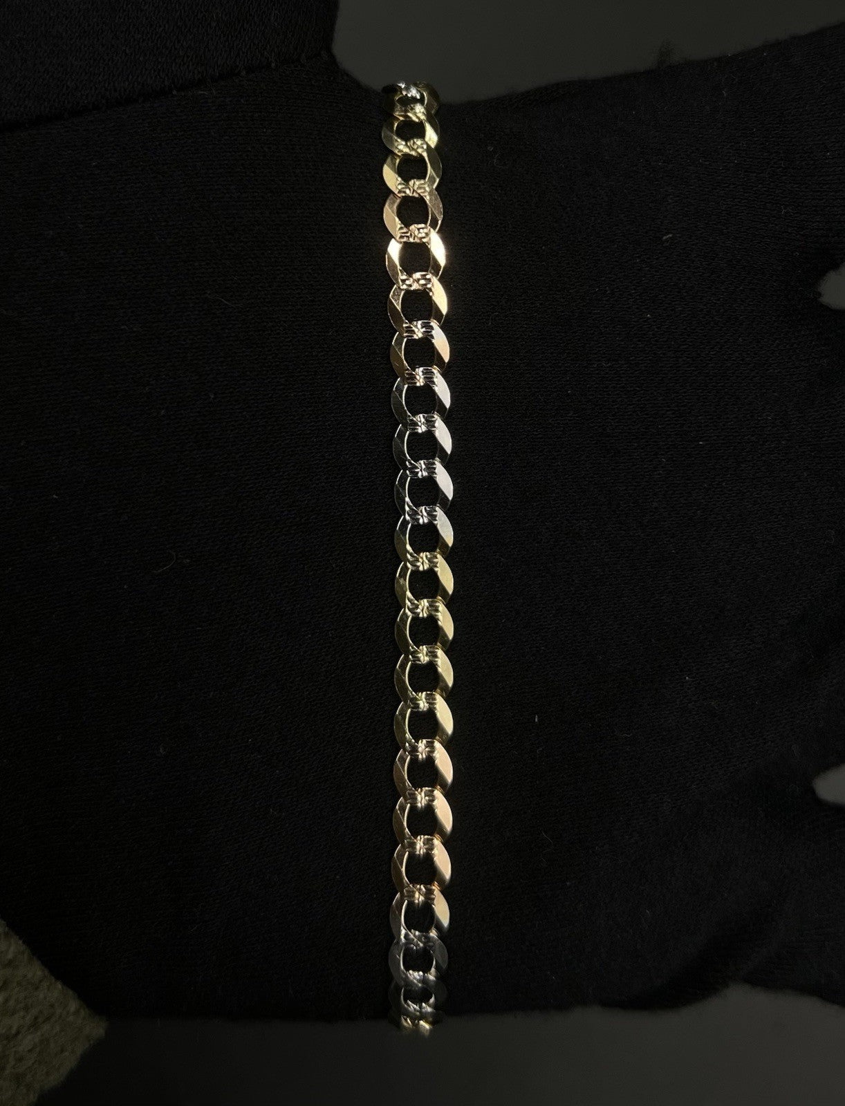 7.25” 14K Semi-Solid Tri-Tone Gold Diamond Cut Curb Bracelet | 6.36g | 5.6MM |