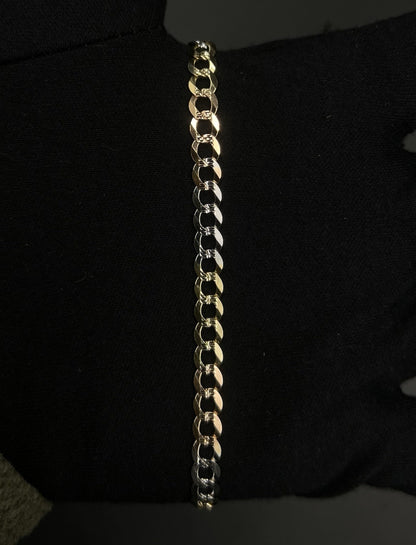 7.25” 14K Semi-Solid Tri-Tone Gold Diamond Cut Curb Bracelet | 6.36g | 5.6MM |