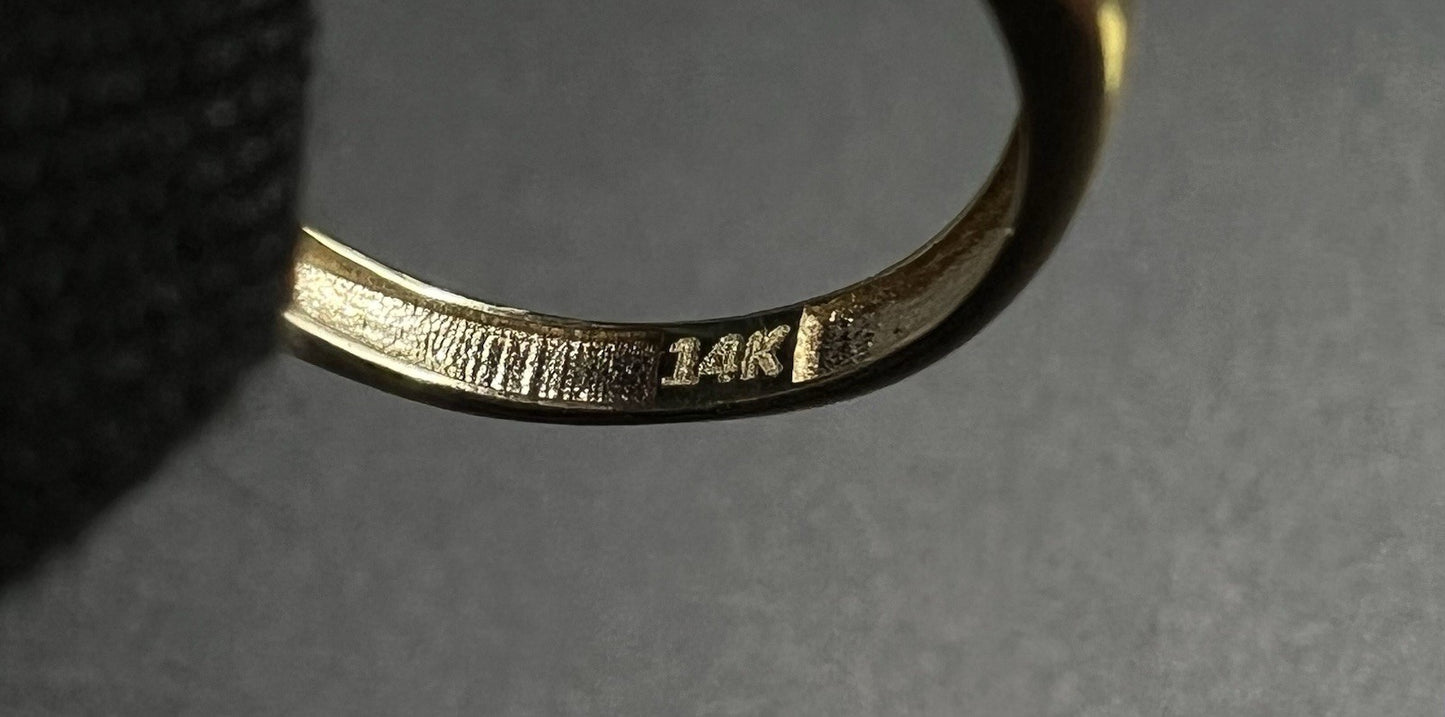 14K Solid Yellow Gold Diamond Cut Mooncut Bead Ring | Size 4.5 | 1.42g |