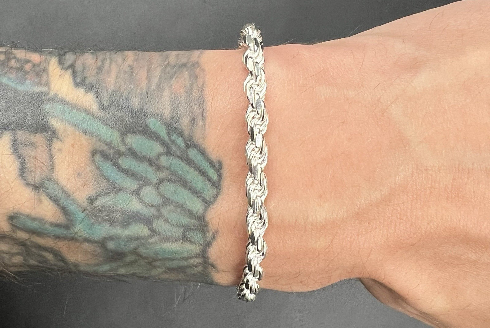 9” 925 Solid Sterling Silver Diamond Cut Rope Bracelet | 17.15g | 4.8mm | Italy