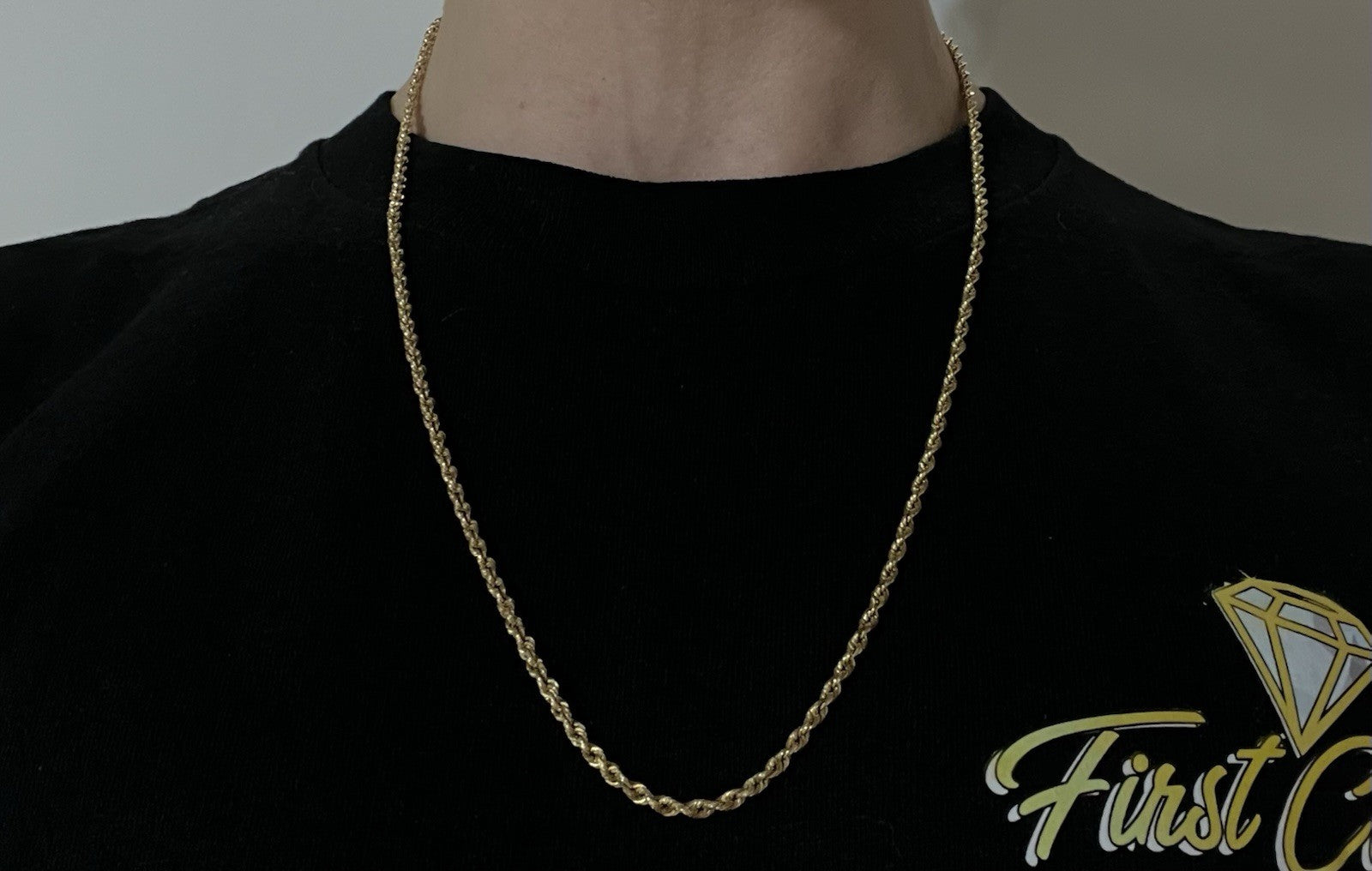 24.25” 14K Semi-Solid Yellow Gold Diamond Cut Rope Chain 12.76g | 2.8MM Bolivia