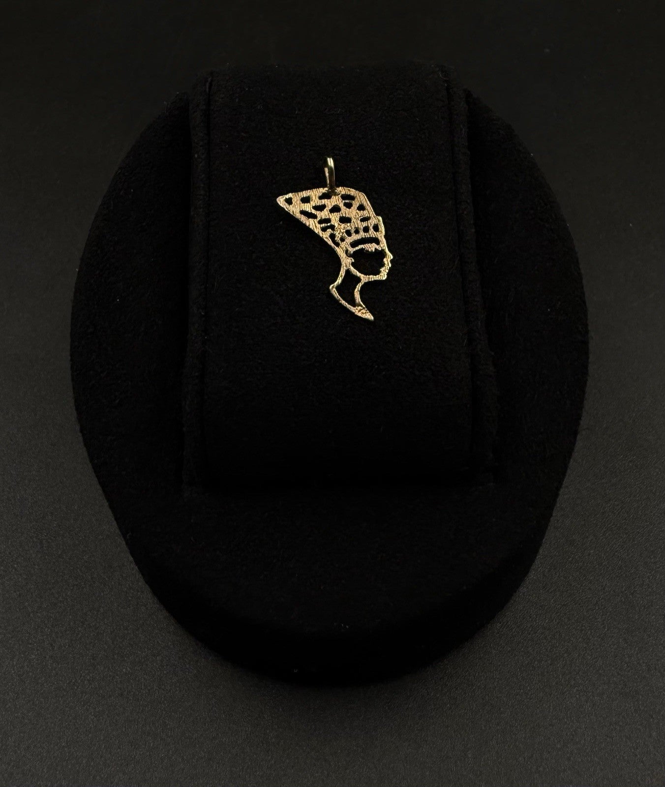 .57” 14K Semi Solid Yellow Gold Diamond-Cut Nefertiti Pendant .7g | 2mm Bail |