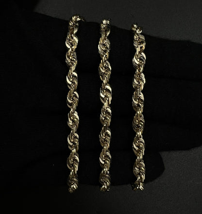 22.75” 10K Solid Yellow Gold Diamond Cut Rope Chain | 36.07g | 5.4MM | Lobster |
