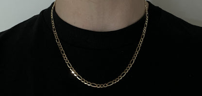 19” 14K Solid Yellow Gold Diamond Cut Figaro Chain 9.15g | 3.9mm | Italy Lobster