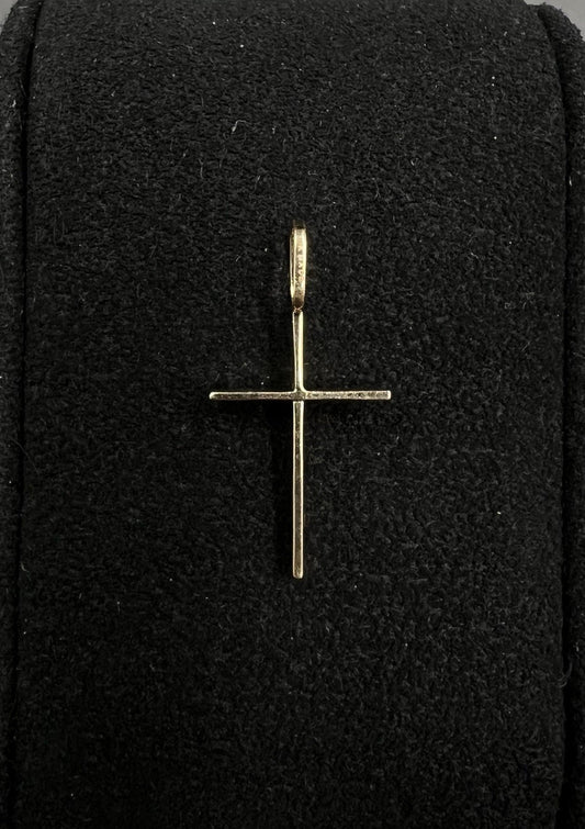 .45” x .9” 10K Solid Yellow Gold Diamond Cut Cross Pendant | .47g | 3MM | MADO |