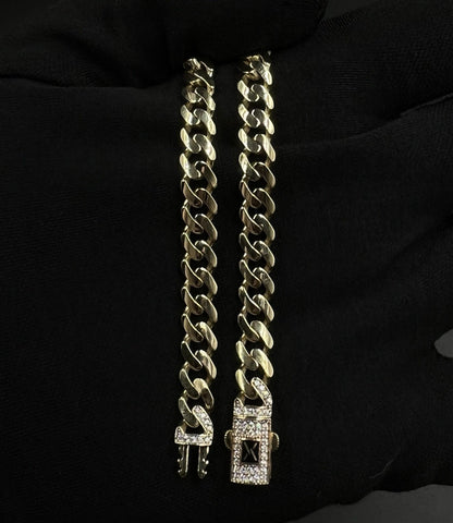 8” 14K Semi-Solid Yellow Gold Monaco Cuban Bracelet 10.17g | 6.7mm CZ Box Clasp