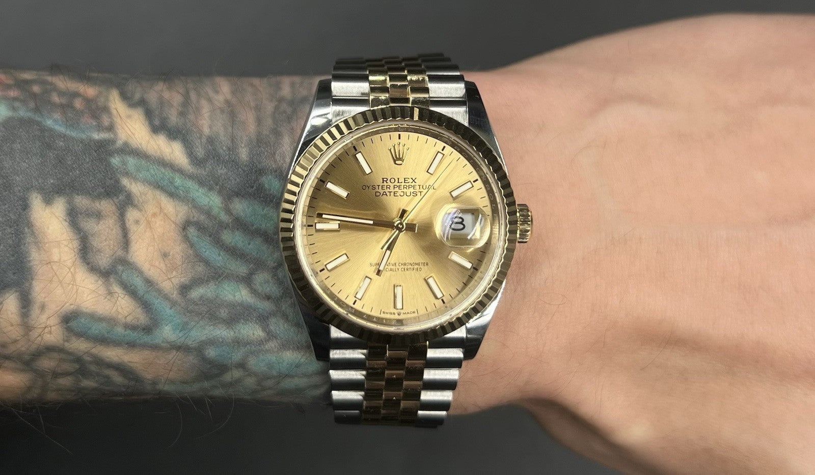 Rolex Datejust 36mm 126233 Champagne Dial 2021 Jubilee Two-Tone 18k SS Box Card
