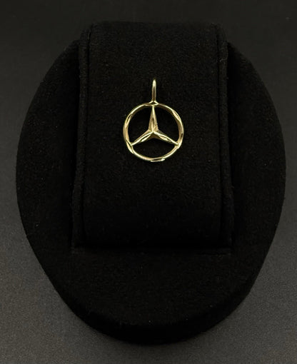 .65” 14K Solid Yellow Gold Diamond-Cut Mercedes Pendant | 1.17g | 3.2mm Bail |