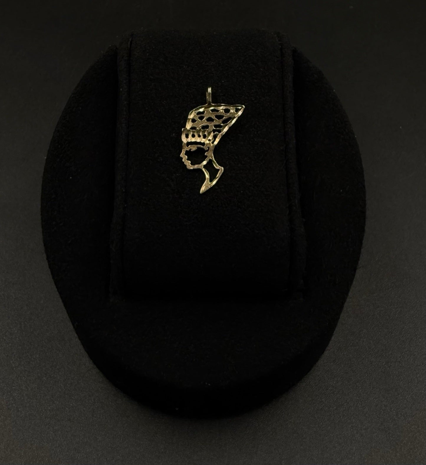 .57” 14K Semi Solid Yellow Gold Diamond-Cut Nefertiti Pendant .7g | 2mm Bail |
