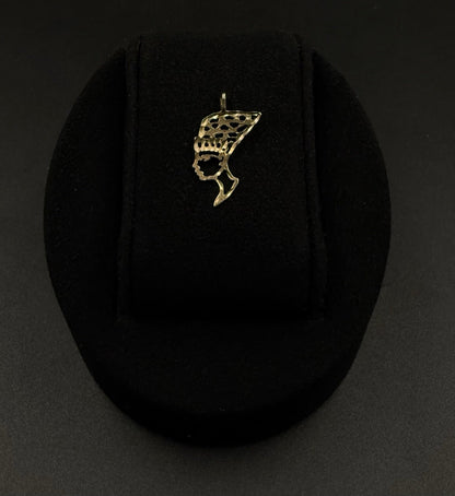 .57” 14K Semi Solid Yellow Gold Diamond-Cut Nefertiti Pendant .7g | 2mm Bail |
