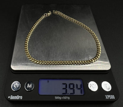 9.5” 10K Hollow Yellow Gold Miami Cuban Anklet | 3.94g | 3.7MM | Lobster Clasp |