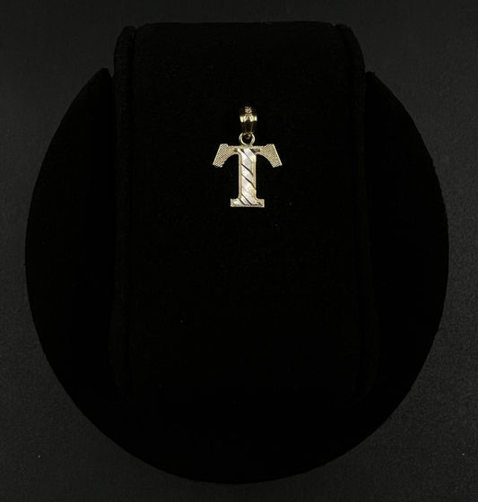 .45” x .65” 10K Solid Yellow Gold Diamond Cut Letter “T” Pendant .49g | 3.4MM |