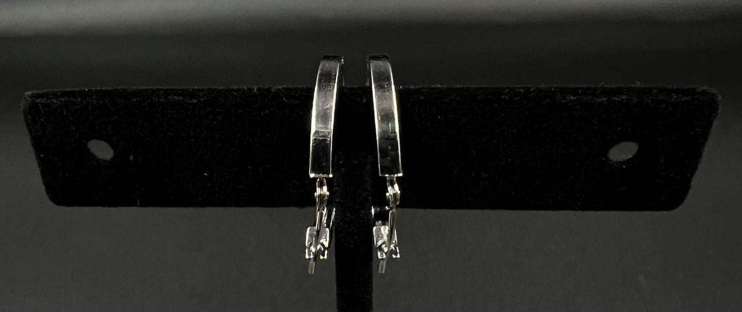 14K Hollow White Gold Hoop Earrings | 1.12g | .08” x .72” | JCM |