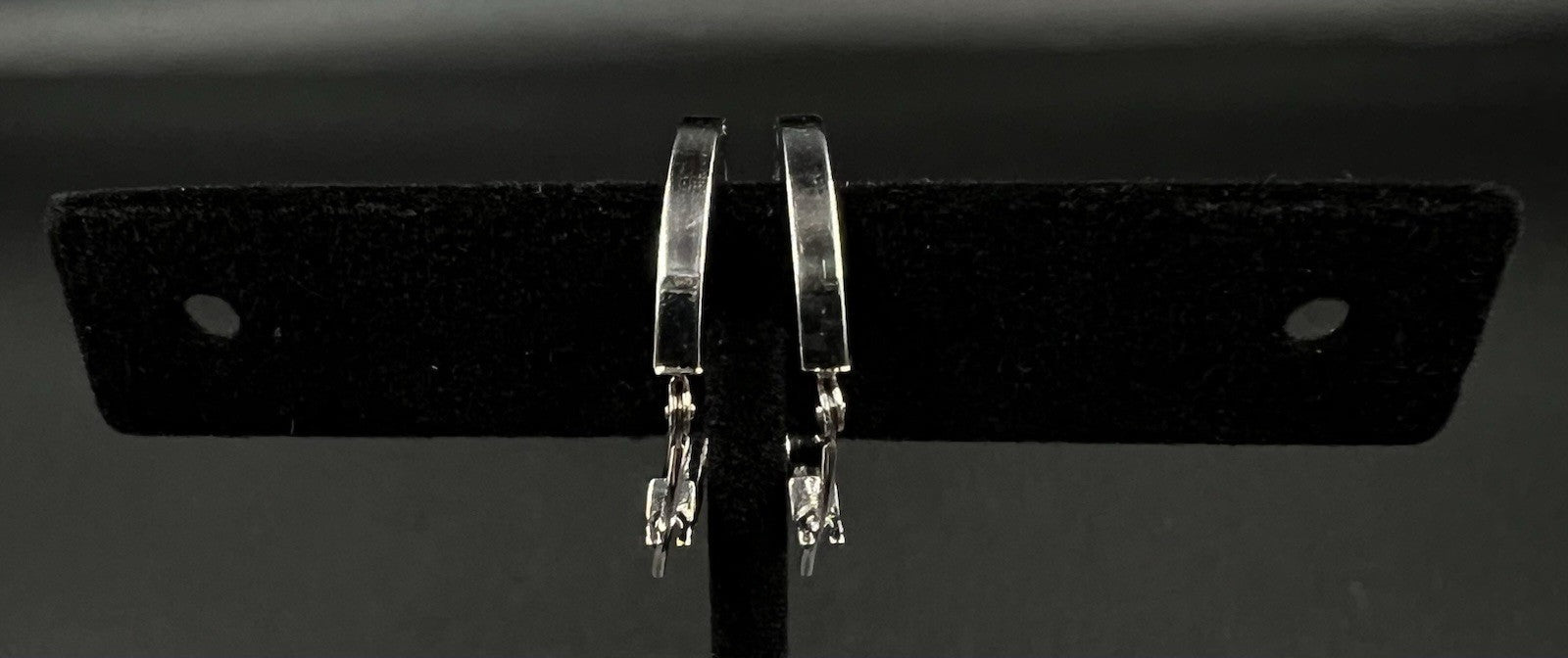 14K Hollow White Gold Hoop Earrings | 1.12g | .08” x .72” | JCM |