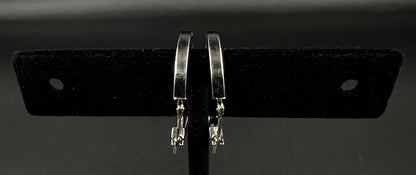 14K Hollow White Gold Hoop Earrings | 1.12g | .08” x .72” | JCM |
