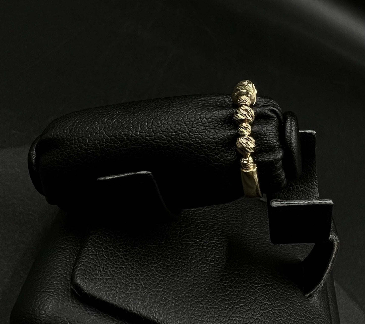 14K Solid Yellow Gold Diamond Cut Mooncut Bead Ring | Size 4.5 | 1.42g |