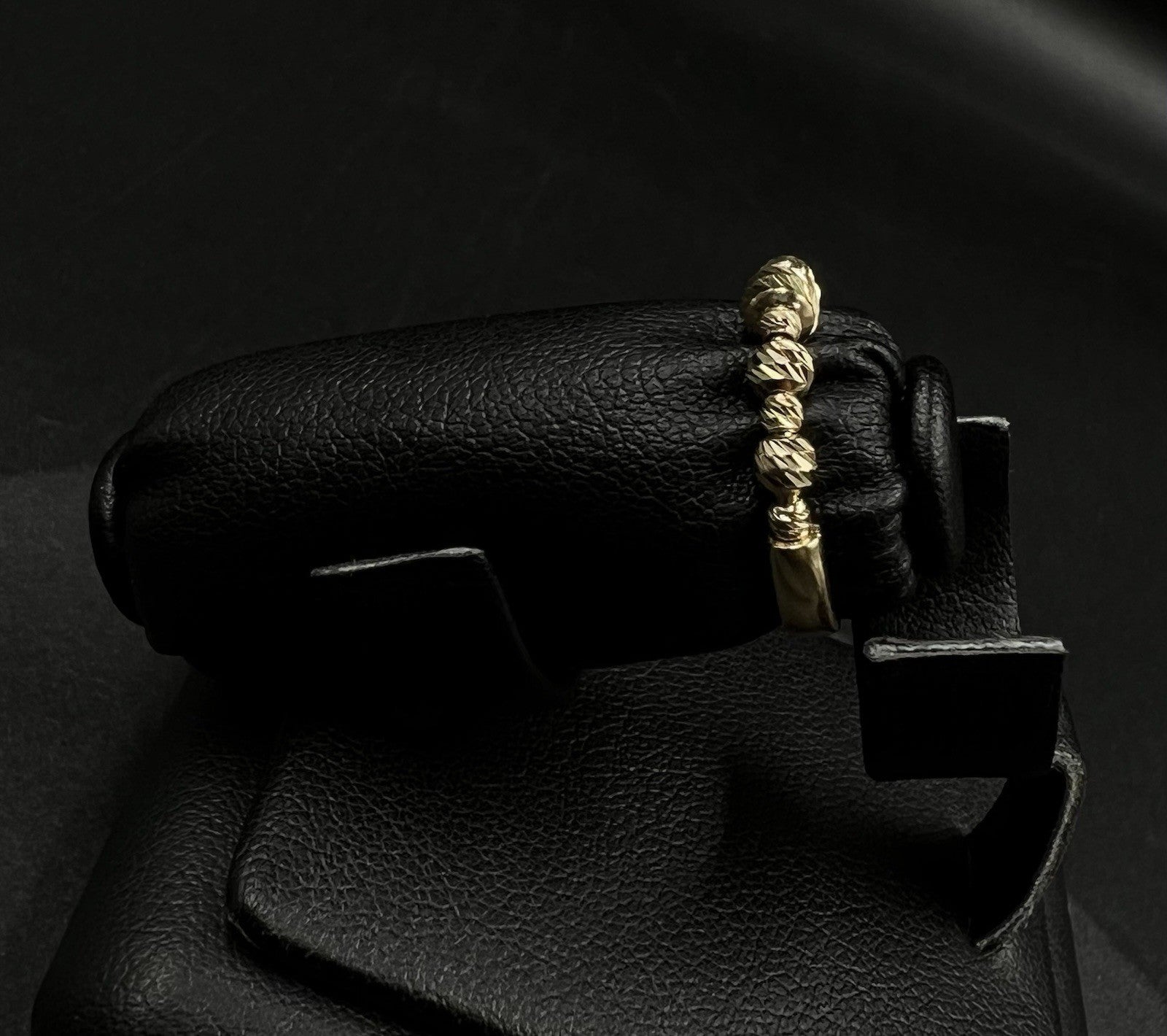 14K Solid Yellow Gold Diamond Cut Mooncut Bead Ring | Size 4.5 | 1.42g |