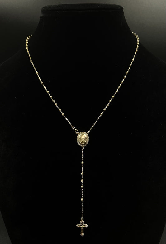 18” 10K Hollow Yellow Gold Diamond Cut Rosary Bead Chain 4.97g | 2.3MM | Lobster