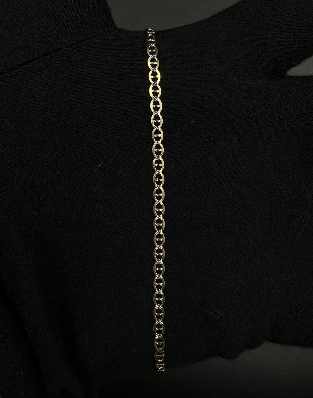 10.75” 14K Hollow Yellow Gold Diamond Cut Anchor/Mariner Anklet | 2.64g | 3.1MM
