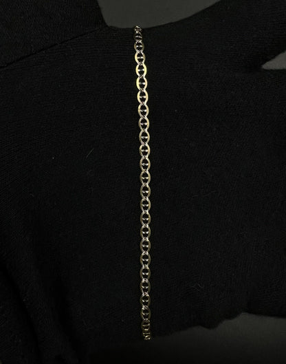 10.75” 14K Hollow Yellow Gold Diamond Cut Anchor/Mariner Anklet | 2.64g | 3.1MM