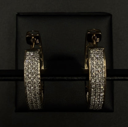 0.92” 10k Solid Yellow Gold Natural Diamond Hoop Earrings 4g | 4.4mm i-Clarity