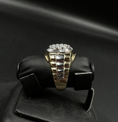 10K Solid Two-Tone Gold Natural Diamond Cluster Rolex Ring ~1ct 10.04g | Size 10