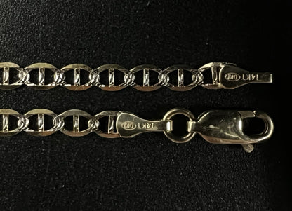10.75” 14K Hollow Yellow Gold Diamond Cut Anchor/Mariner Anklet | 2.75g | 3.1MM