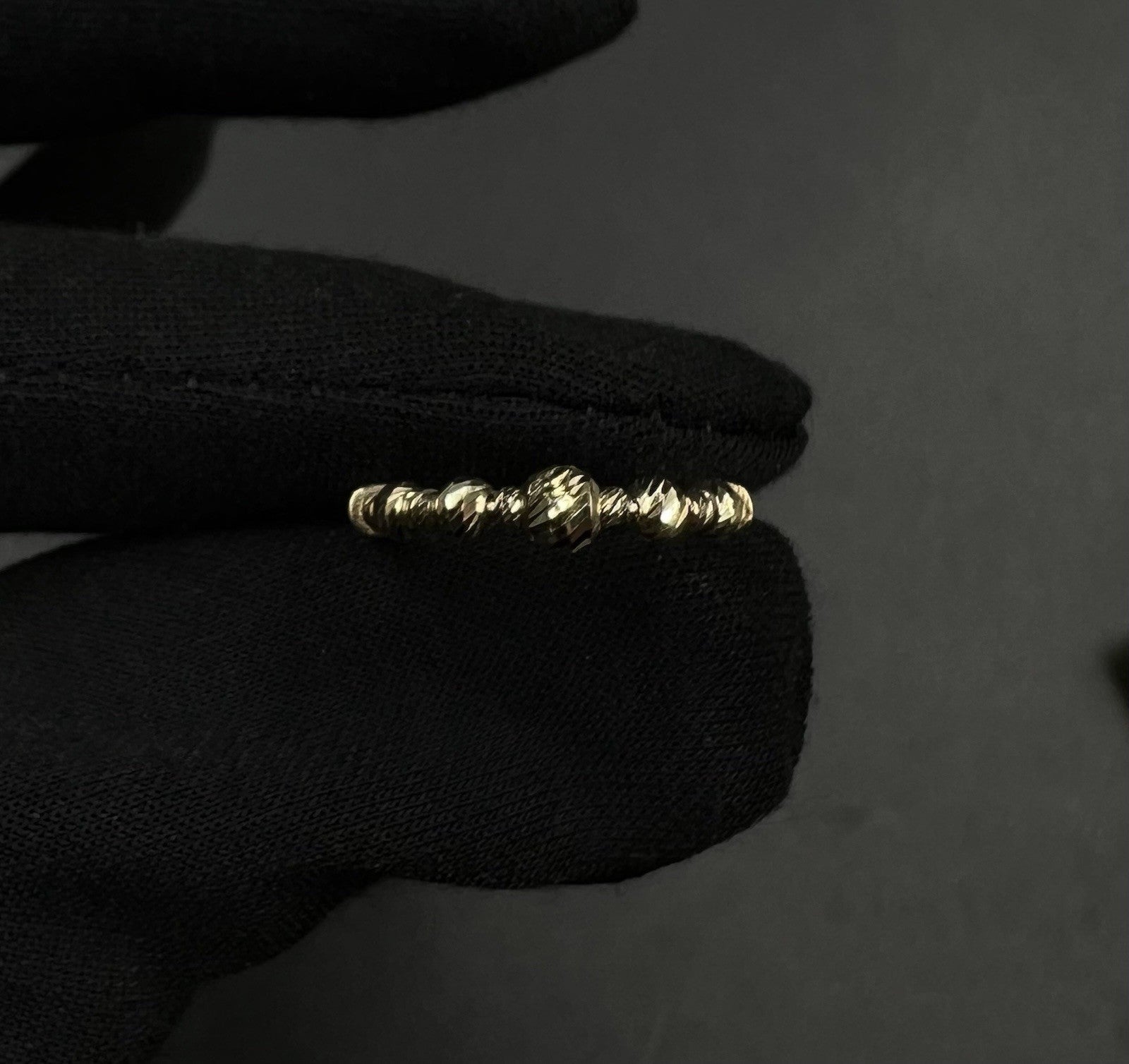 14K Solid Yellow Gold Diamond Cut Mooncut Bead Ring | Size 4.5 | 1.42g |