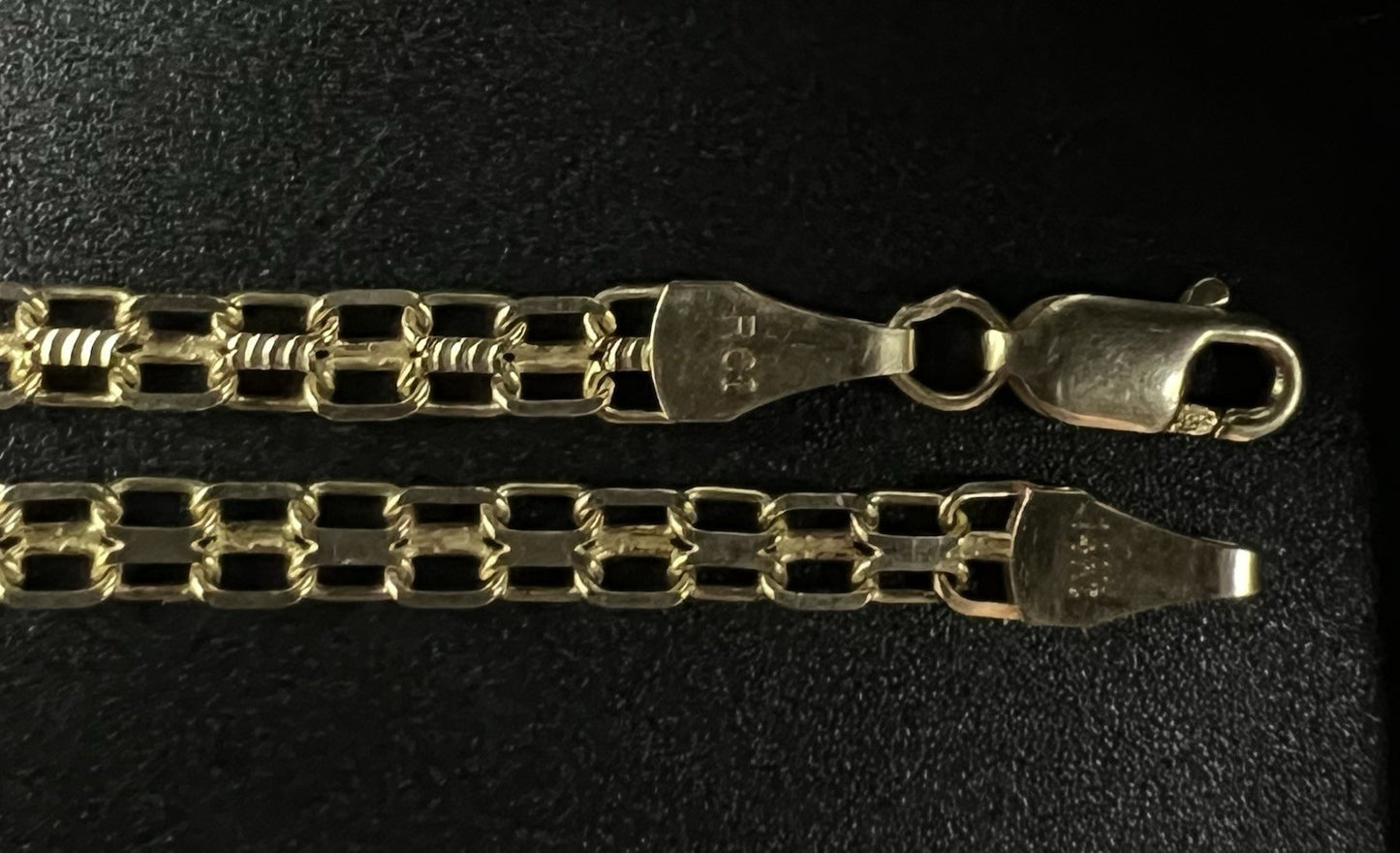 10.25” 14K Semi-Solid Yellow Gold Diamond Cut Bismark Anklet 3.83g | 3.5mm |
