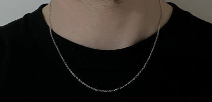 16-18” Adjustable 14K Semi-Solid White Gold Cable Chain | 2.66g | 1.4MM Lobster