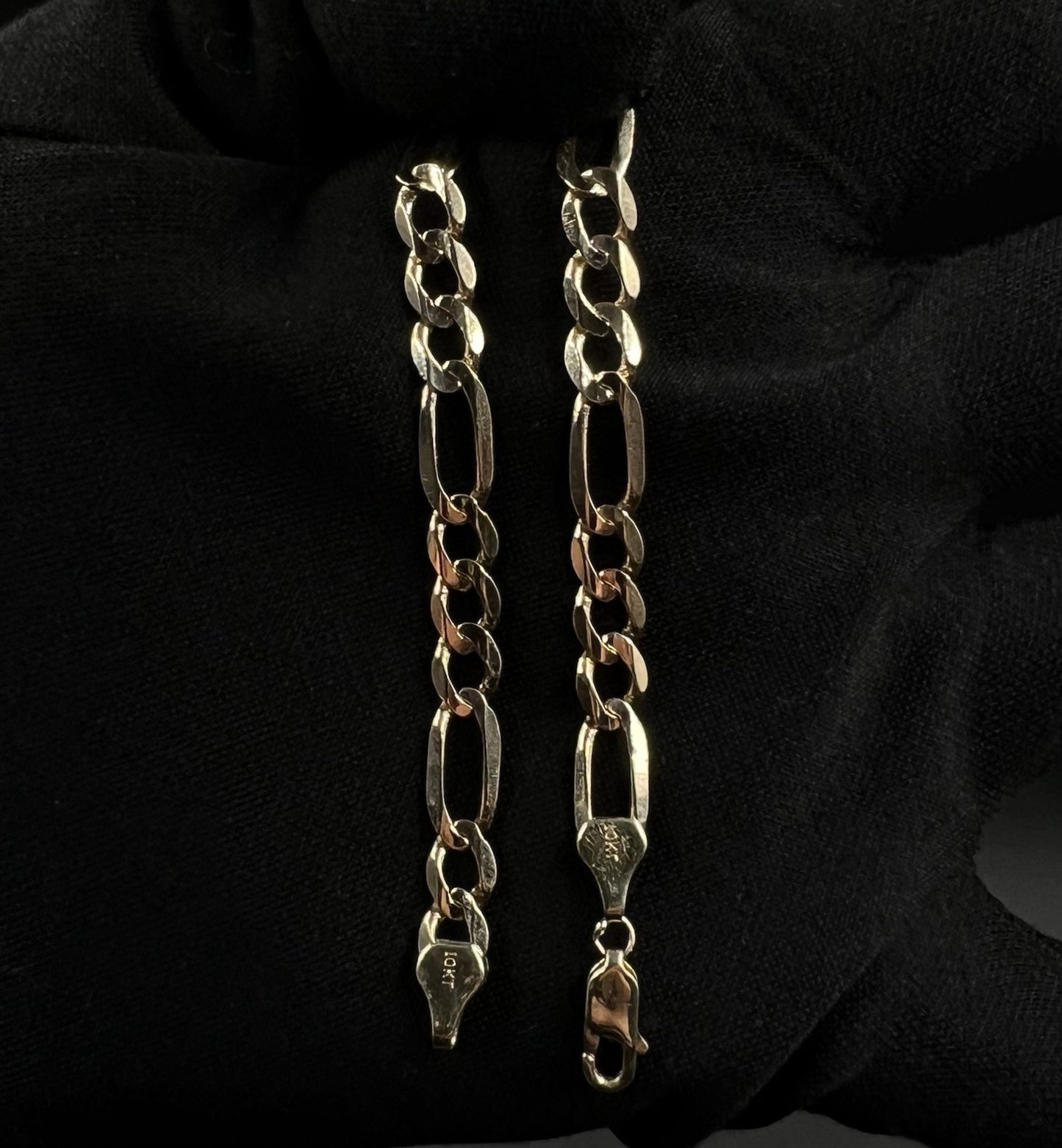8” 10K Semi-Solid Yellow Gold Diamond Cut Figaro Bracelet 6.91g | 6mm Lobster |