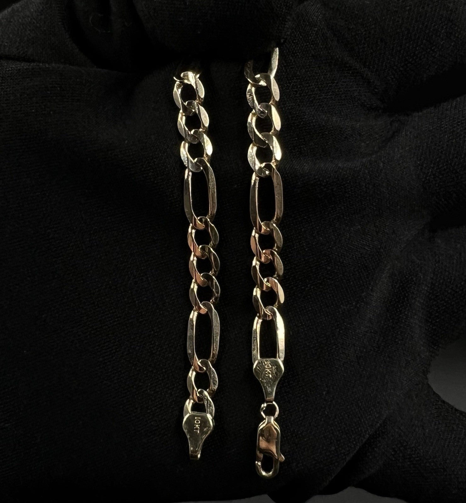 8” 10K Semi-Solid Yellow Gold Diamond Cut Figaro Bracelet 6.91g | 6mm Lobster |