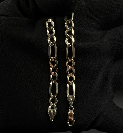 8” 10K Semi-Solid Yellow Gold Diamond Cut Figaro Bracelet 6.91g | 6mm Lobster |