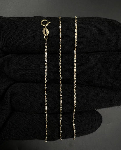 17” 10K Solid Yellow Gold Station Bead Chain | 1.96g | 1MM | Lobster Clasp |