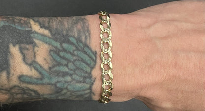 9” 14K Yellow Gold Diamond Cut Cuban Bracelet | 12.3g | 7MM | Italy | Lobster