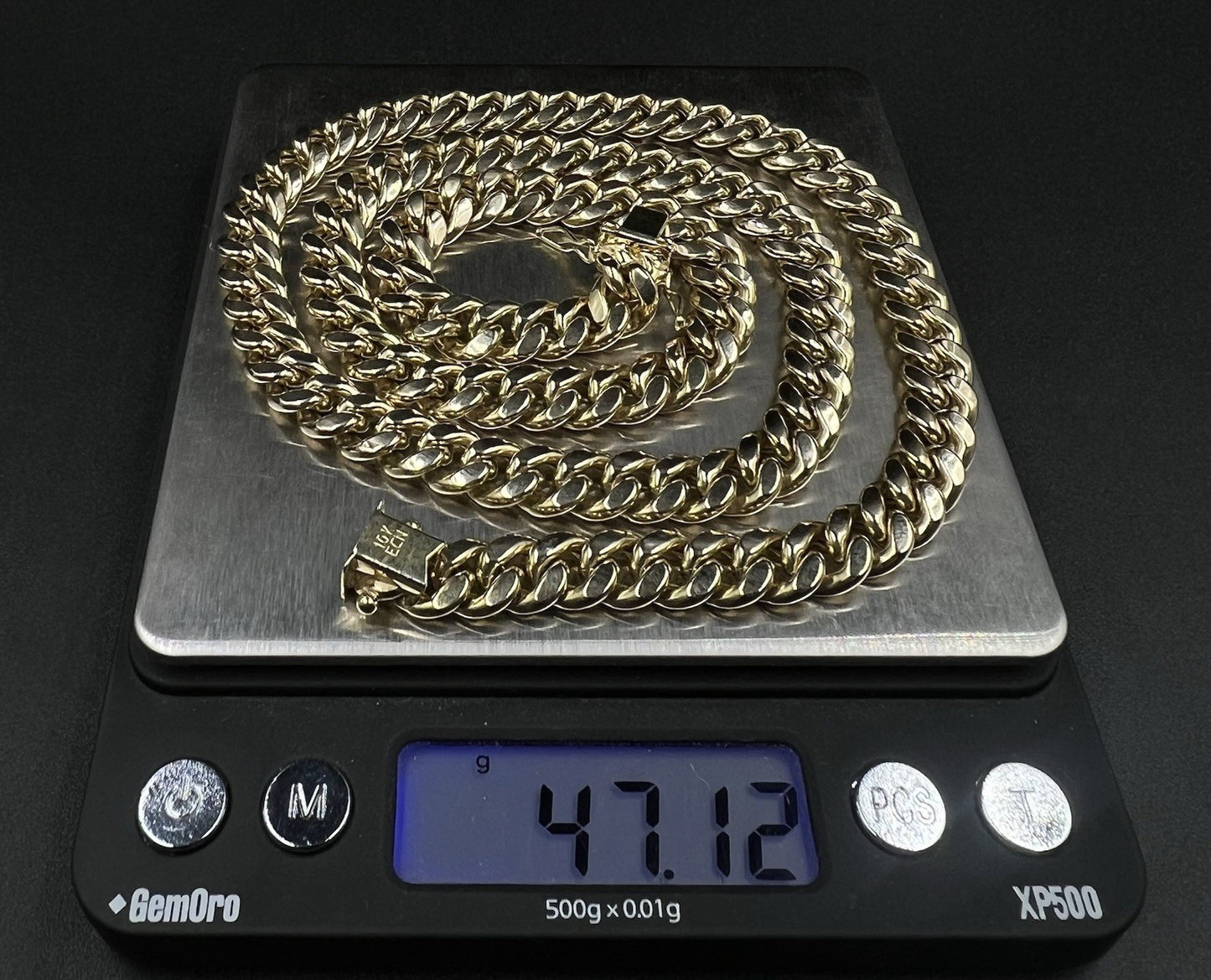 24” 10K Hollow Yellow Gold Miami Cuban Link Chain | 47.12g | 8.8MM | Box Closure